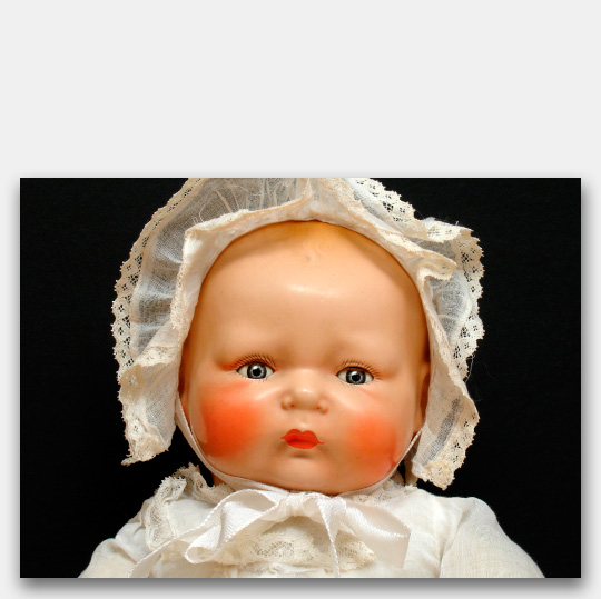 Note cards featuring Tynie Baby and other classic antique and collectible dolls at http://www.collectornet.net/cards/dolls