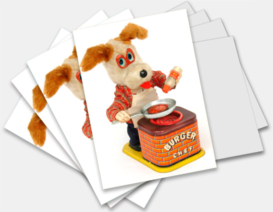Note Cards, Greeting Cards featuring vintage antique made in Japan battery operated Burger Chef
