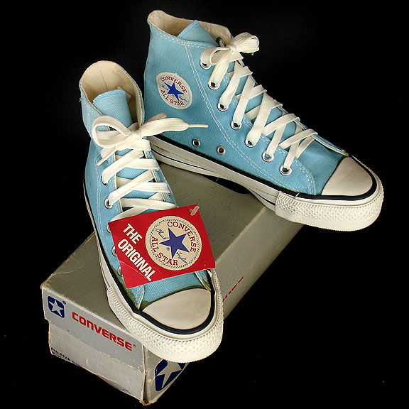 Vintage American-made Converse All Star Chuck Taylor "dreamy blue" shoes for sale at http://www.collectornet.net/shoes