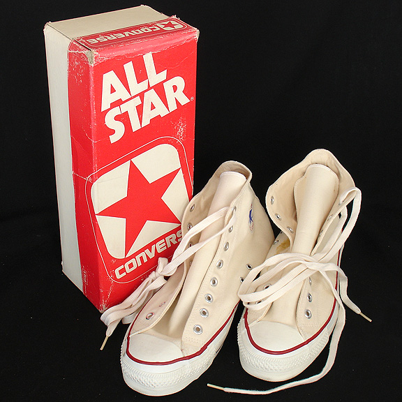 Vintage American-made Converse All Star Chuck Taylor NEW IN BOX white shoes for sale at http://www.collectornet.net/shoes