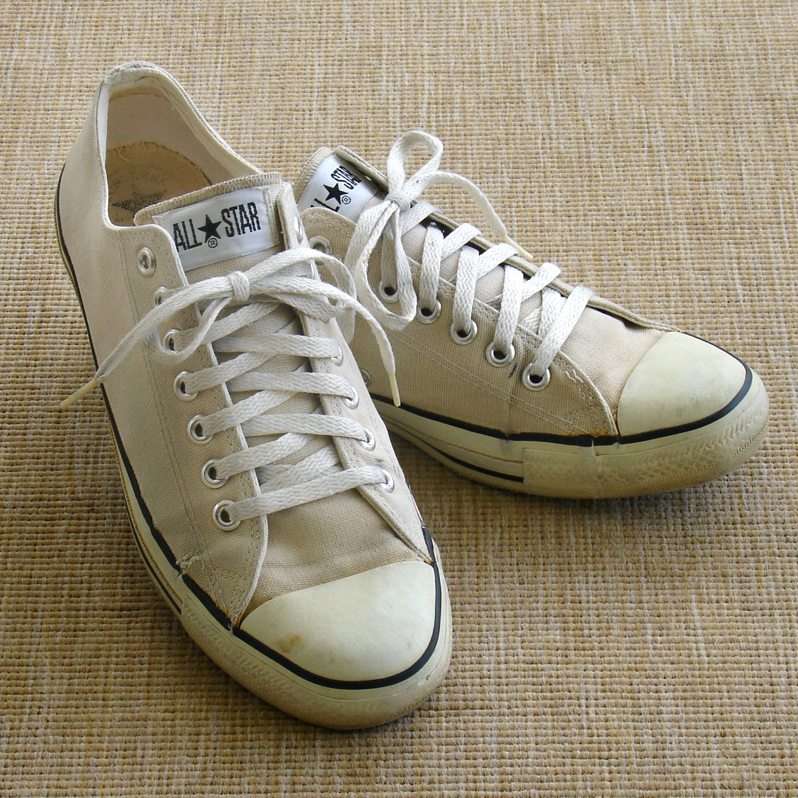 Vintage American-made khaki/tan Converse All Star Chuck Taylor shoes for sale at http://www.collectornet.net/shoes