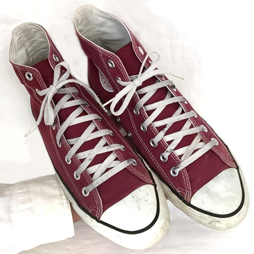 Vintage American-made Converse All Star Chuck Taylor maroon burgundy shoes for sale at http://www.collectornet.net/shoes